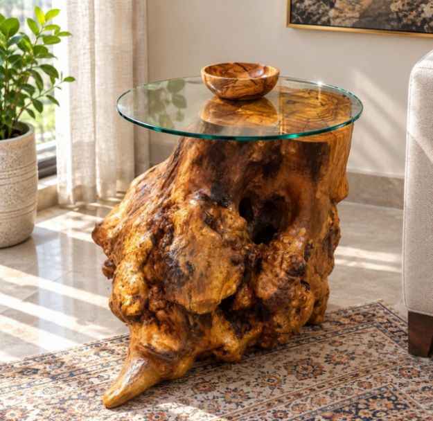 تصویر  میز عسلی خاص ریشه زیتون - MAZ-802